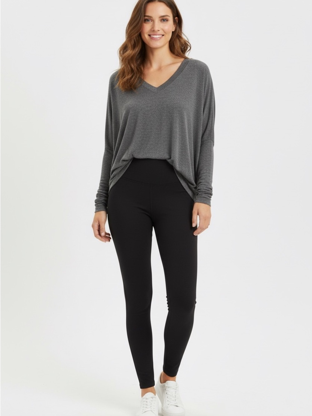 CAbi Charcoal V-Neck Lightweight Sweater